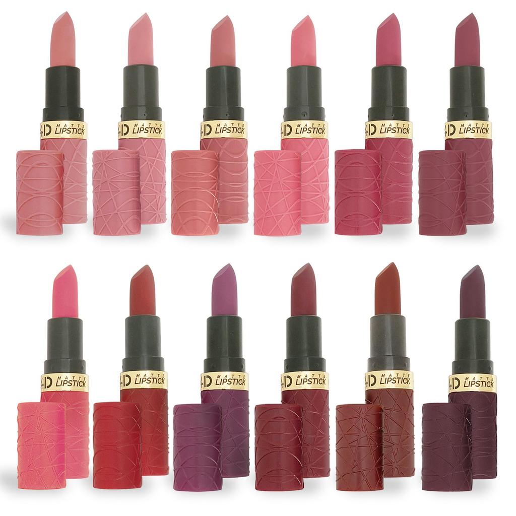 6-Piece Matte Brown-Red Lipstick Set: Long-Lasting and Modern.