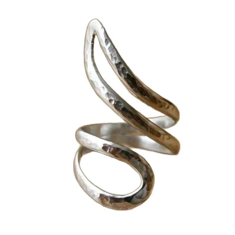 Bohemian Style Women's Adjustable Hammered Texture Ring