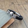 Fashion Handmade Multi-Layer Leather Skull Bracelets for Men Wristband Stainless Steel Button Bangle Accessories Jewelry Gift