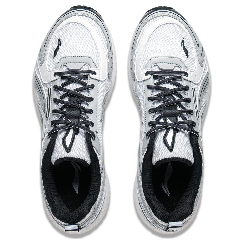New LiNing Shake 1.5 Cushioned Slip Resistant Abrasion Resistant Low Top Running Shoes Men's White Gray ARXU013-1