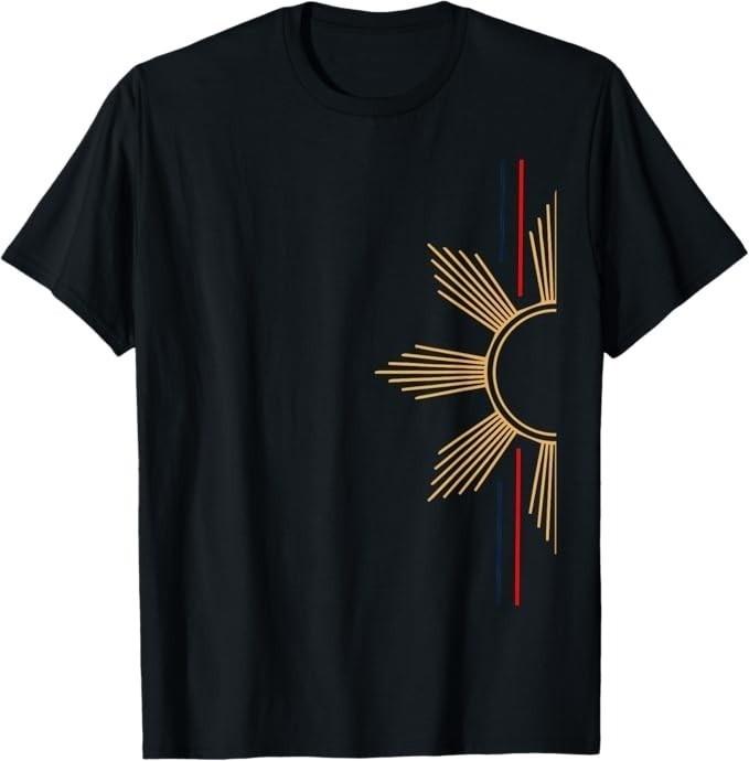 Minimalist Graphic Tee; Filipino Sun Design Shirt; Unisex Casual Top S разноцветный