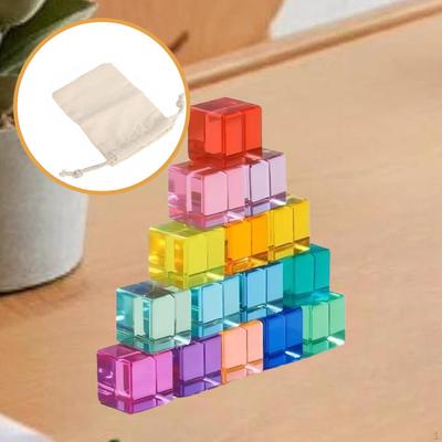 15 Pieces Acrylic Blocks, Educational Stacking Game for Children, Sensory Learning, Color