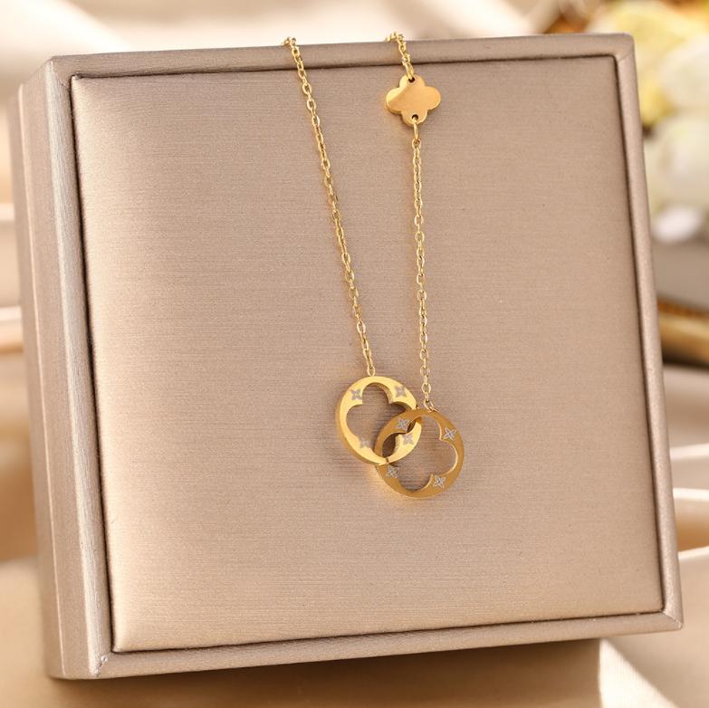 SHC43A-SHC68A Custom Fashion Pendant Necklaces Women's Jewelry Stainless Steel Chokers Pearl Chains Necklace Set for Women Girls