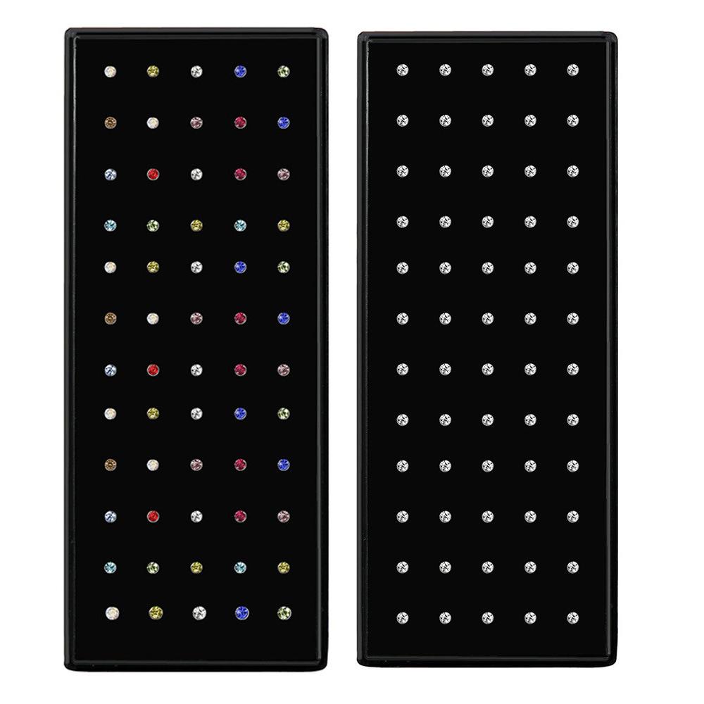 60 Pz in scatola 1,8 mm acciaio inossidabile diamante piercing naso titanio anello naso accessori body piercing