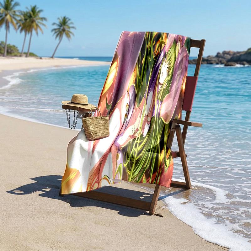 Beach Towel with Anime Code Geass Pattern - soft,absorbent,machine washable Lightweight&Modern,swimming,Travel Essentials