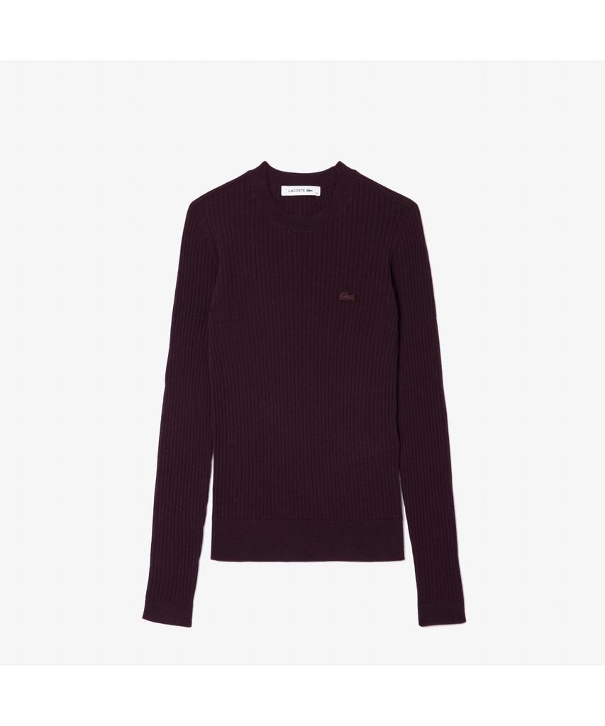 LACOSTE Women'S Slim Fit Ribbed Crew Neck Sweater Af2576-54N Bzd