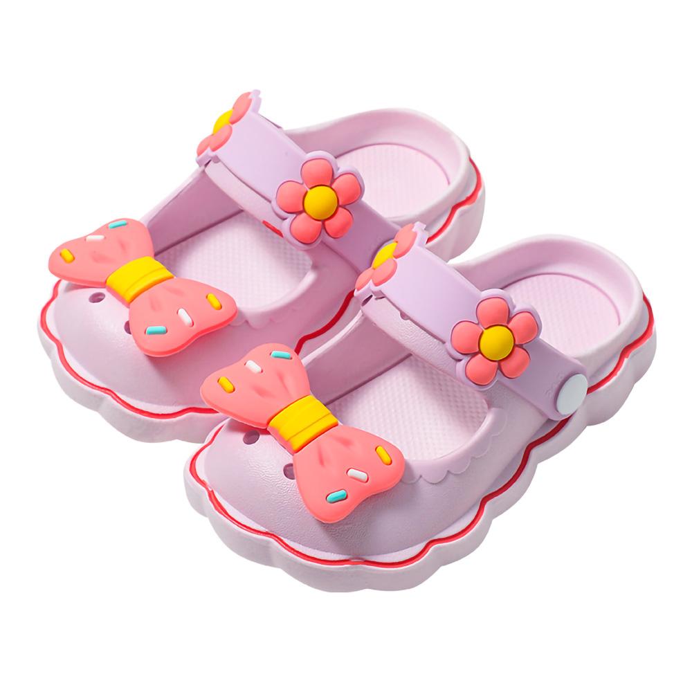 Summer 3-8year Kids Mules & Clogs Children Sandals Girls Garden Shoes Flowers Slippers Solid Soft Sole Beach Princess Sandalias