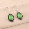 Natural Green Cat's Eye Gemstone 925 Solid Silver Jewelry Handmade Earrings 1.6" EE-164-41