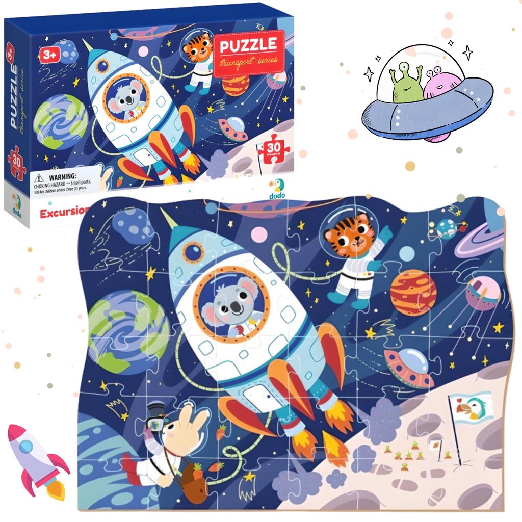 Puzzle Wyprawa W Kosmos 30 Elementów Kolorowa Układanka Dla Najmłodszych