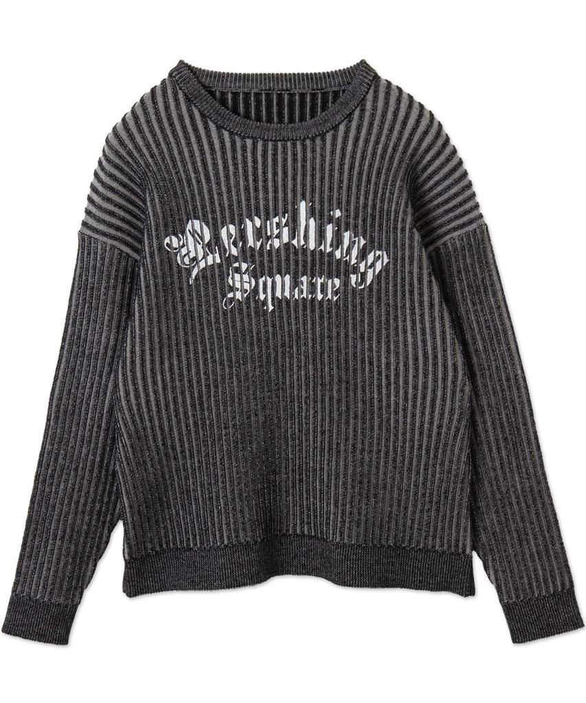 WEGO Graphic Pullover Knit Korean Size Black Vintage-Like Sweater, Logo, Streetwear, Casual, Fall/Winter, Gift, Men's, M,