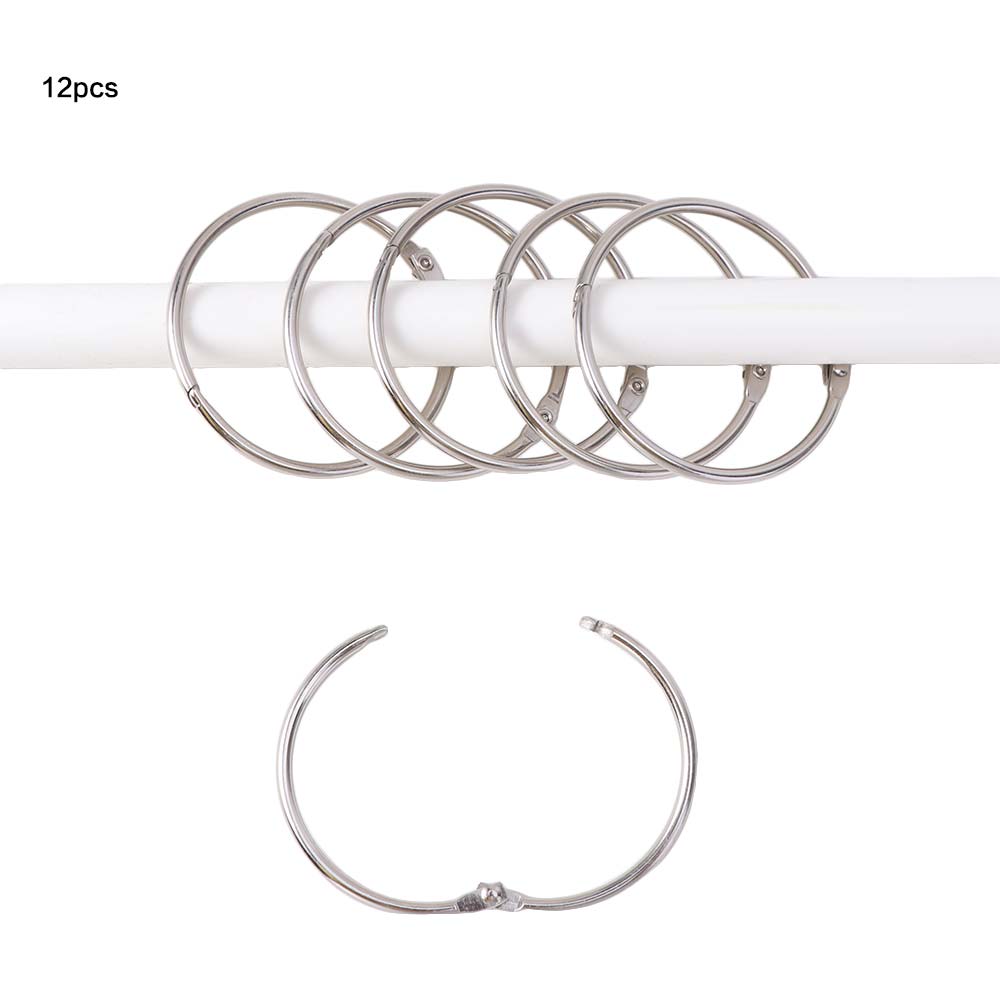 12PCS Rust Proof Shower Curtain Hooks Anti-Drop Circular Bathroom Curtain Rings Strong Load-bearing Curtain Rings