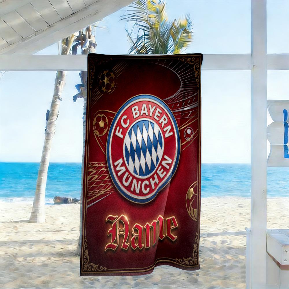 Bayern Munich Fan Gear Personalized Name Beach Towel Super Soft & Absorbent Portable for SwimmingBeachCamping Travel Beach AccessoriesGym