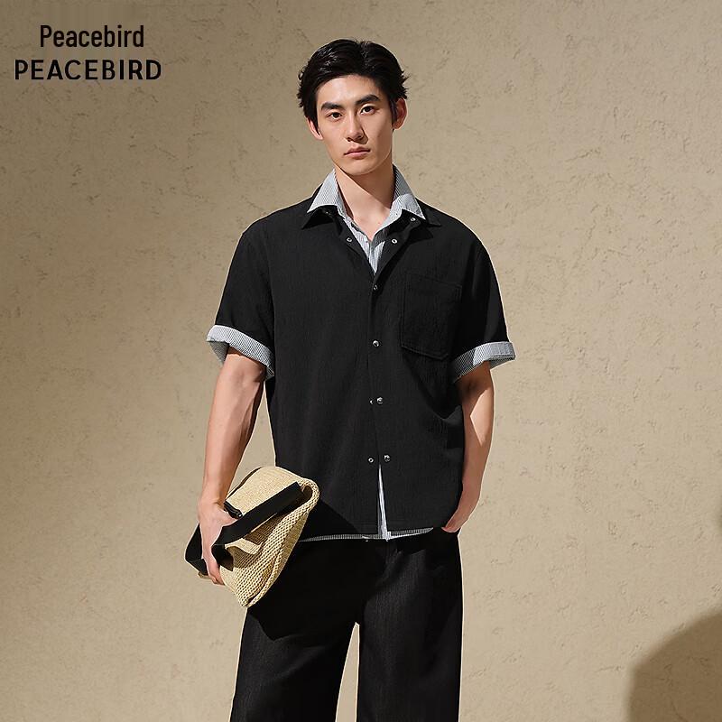 PEACEBIRD Men s Casual Loose-Fit Short-Sleeve Shirt 2XL