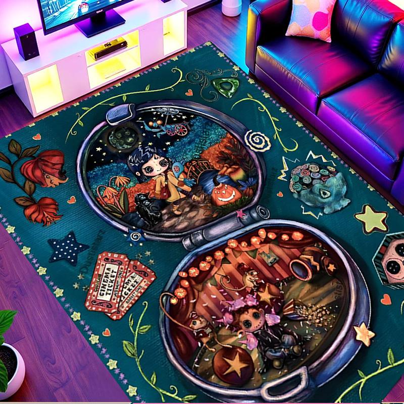 Coraline Print Rug, Washable Floor Carpet, For Entryway Dorm Laundry Room Office Study, Home Decor Birthday Christmas Gift