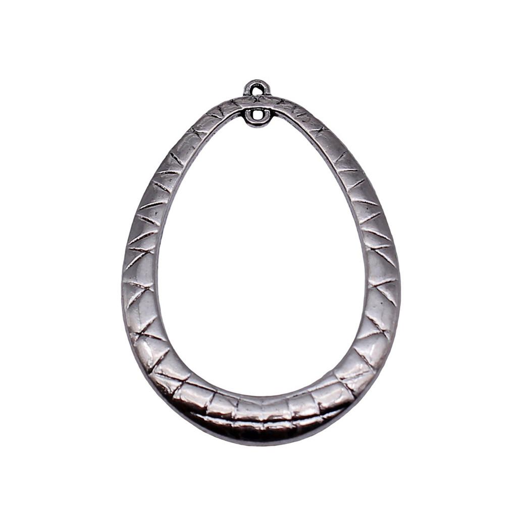 Irregular Oval Frame Connectors Moon Hammered Texture Links For Earring Making