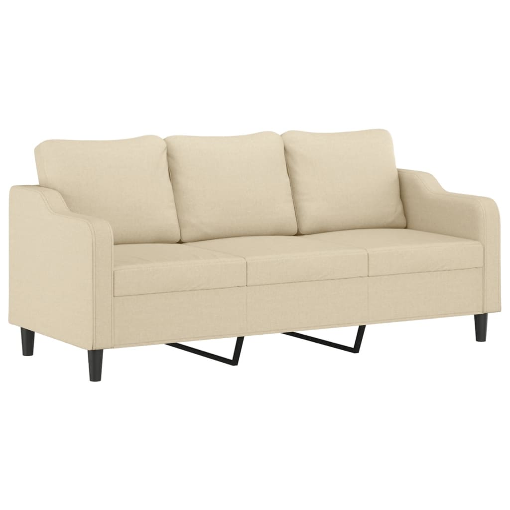 3 Piece Sofa Set with Cushions Cream Fabric