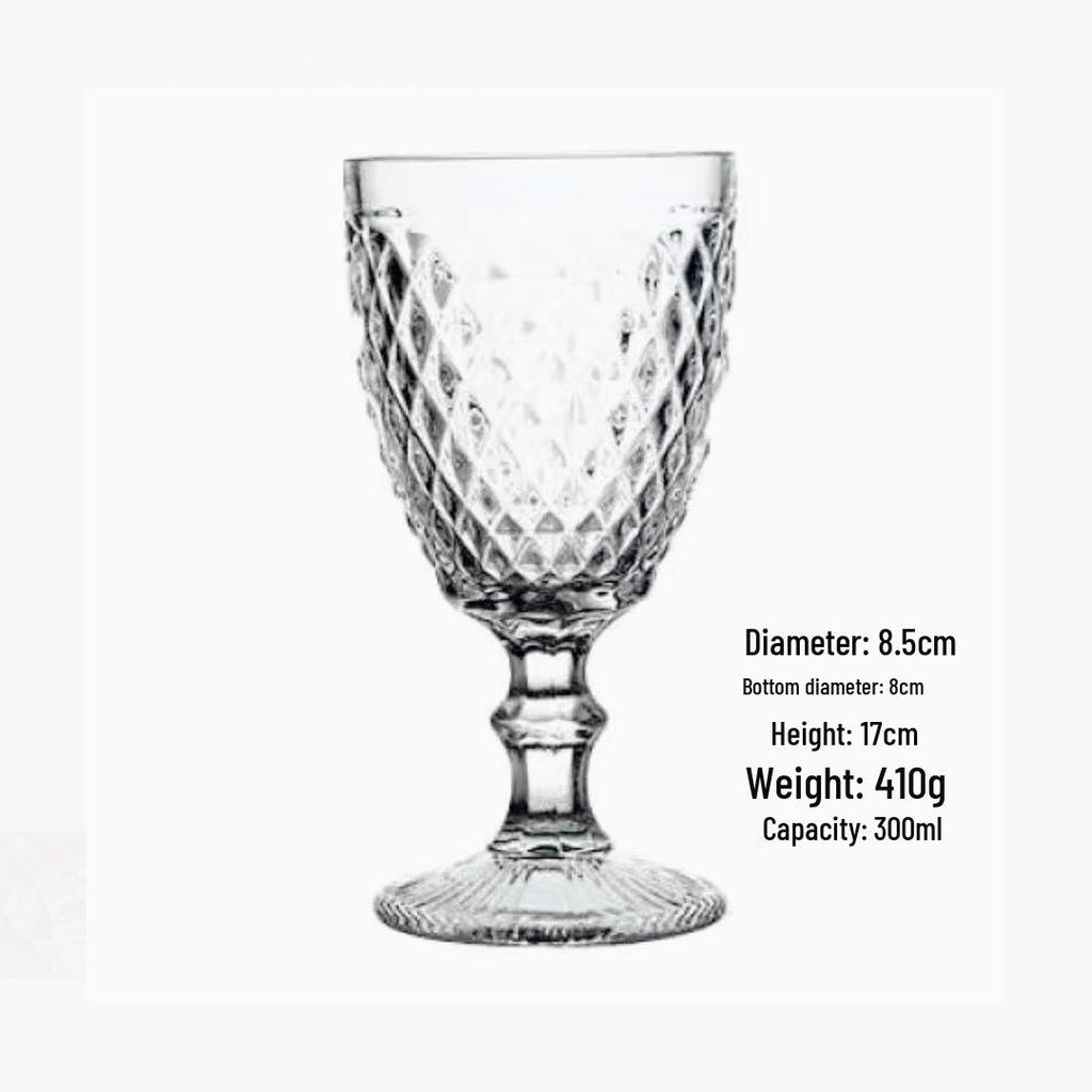 Vintage Embossed High-Footed Red Wine Glass with Bubbles - Wedding Decoration, Child-Friendly, Thickened Design