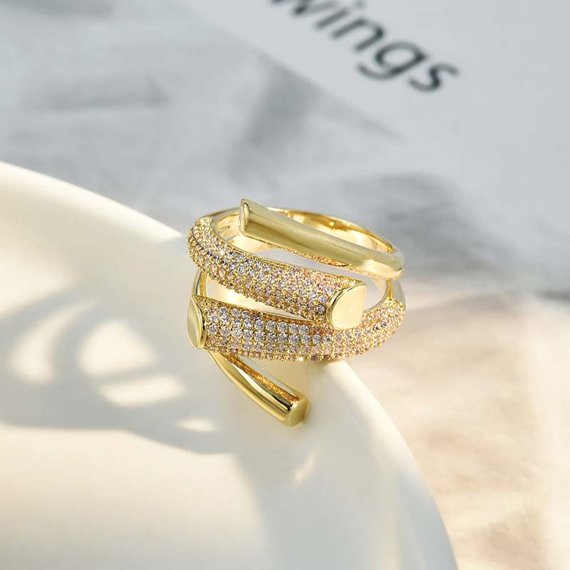 Korean Design Irregular Cross Open Rings for Women Man Exaggerated Multi-Layer Hollow Adjustable Finger Ring Jewelry Party