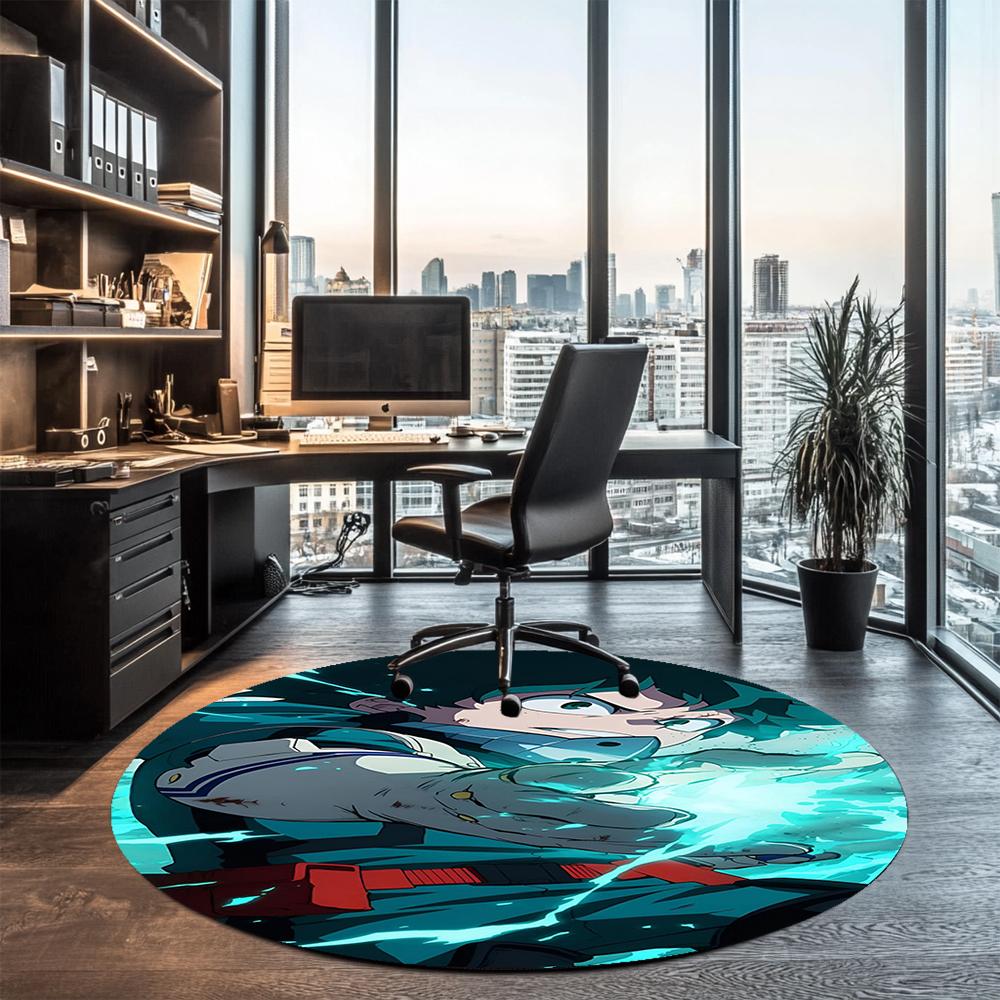 My Hero Academia Printed Round Rug Carpet Chair Rug Area Rug Entryway Doormats,for Office Chair Living Room Bedroom Kitchen Room.