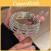 Geometric Silver Copper Bangle With Rhinestone Embellishments For Fashion Women