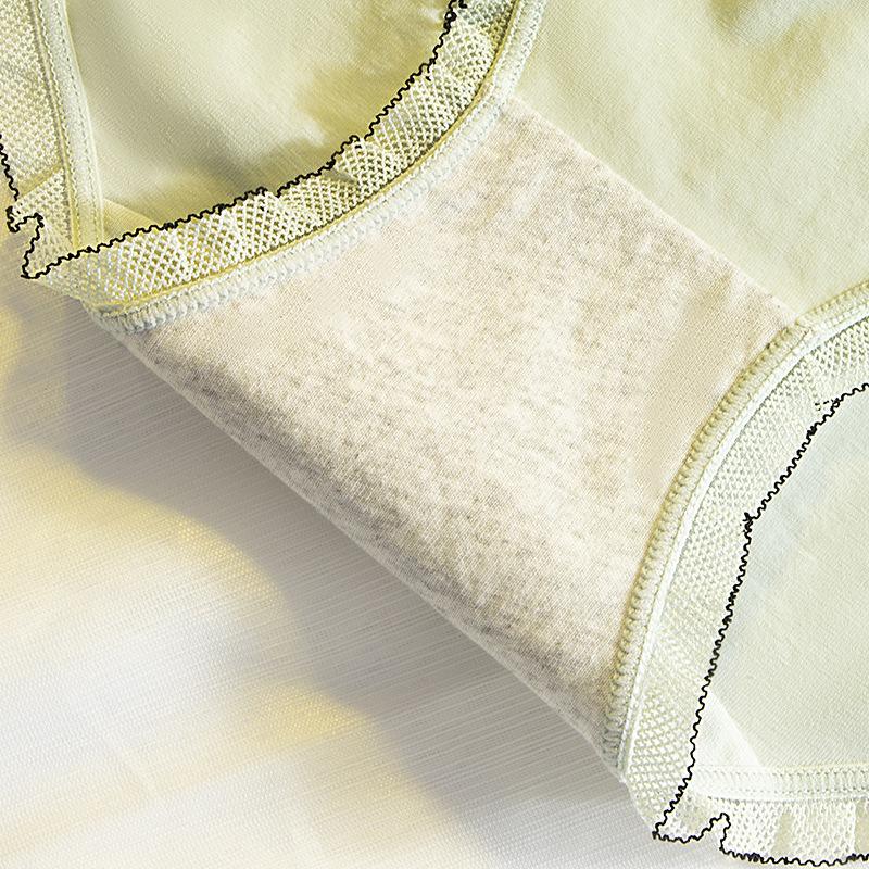 4 Stück/Set Baumwoll-Schleifen-Slips Damen Mid-Waist Hüfthebende Unterhosen Mädchen Nahtlose Übergröße Slips