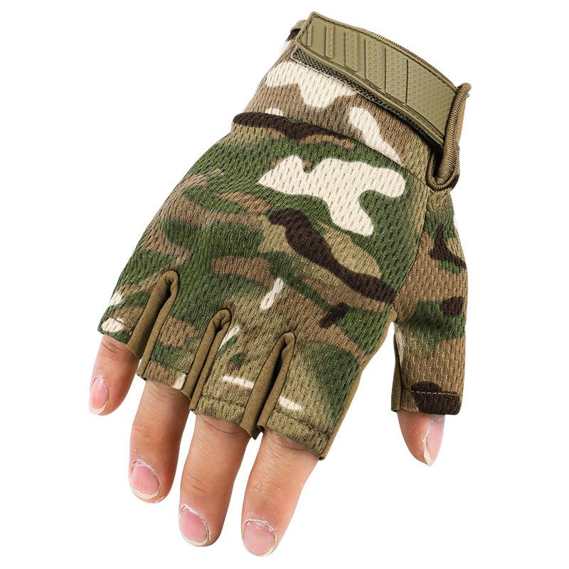 Anti slip Touch Screen Thin Camouflage Half Finger Gloves Men's Spring and Summer Outdoor Cycling Breathable Tactical Gloves Equipment