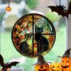 1-10PCS Halloween Stickers with Crow Cat Castle Tree Pumpkin Design Non Adhesive Electrostatic Window Film for Home Decoration