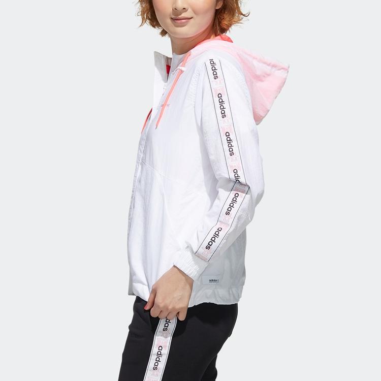 Adidas Neo Windbreaker Jacket With Hood Women Jackets White GJ5358