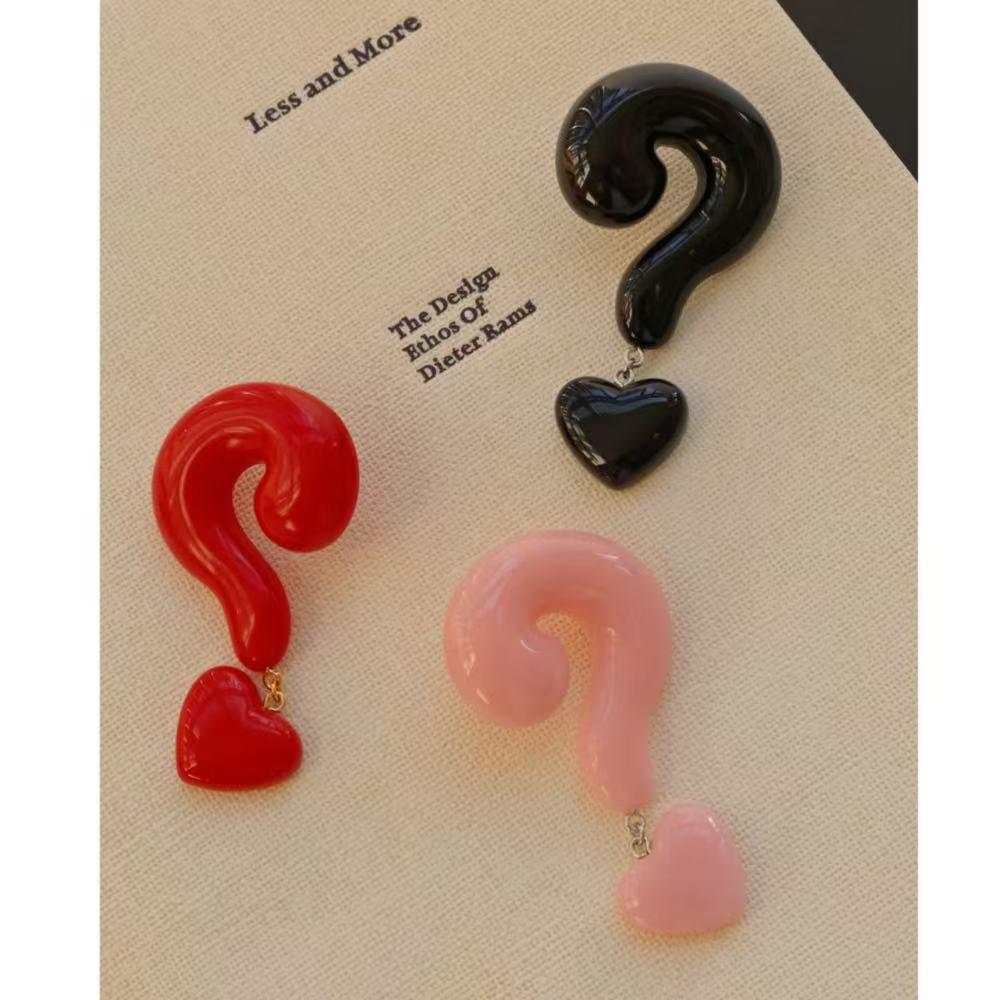 Chic Ankara Red Question Mark Stud Earrings - Bold Fashion Statement