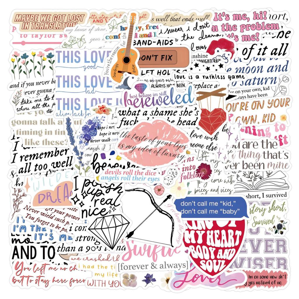 55 Taylor Swift Lyric Graffiti Aufkleber zur Gepäckdekoration