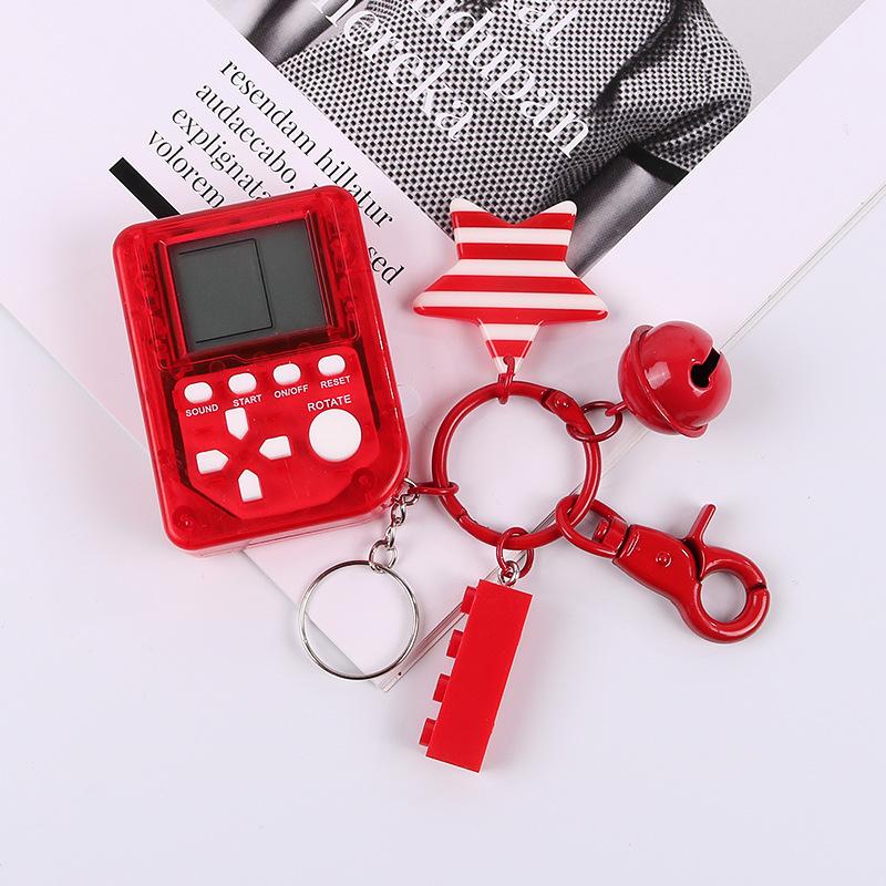 Creative Mini Tetris Game Console Car Keychain Pendant Couple Bag Pendant Student Small Gift