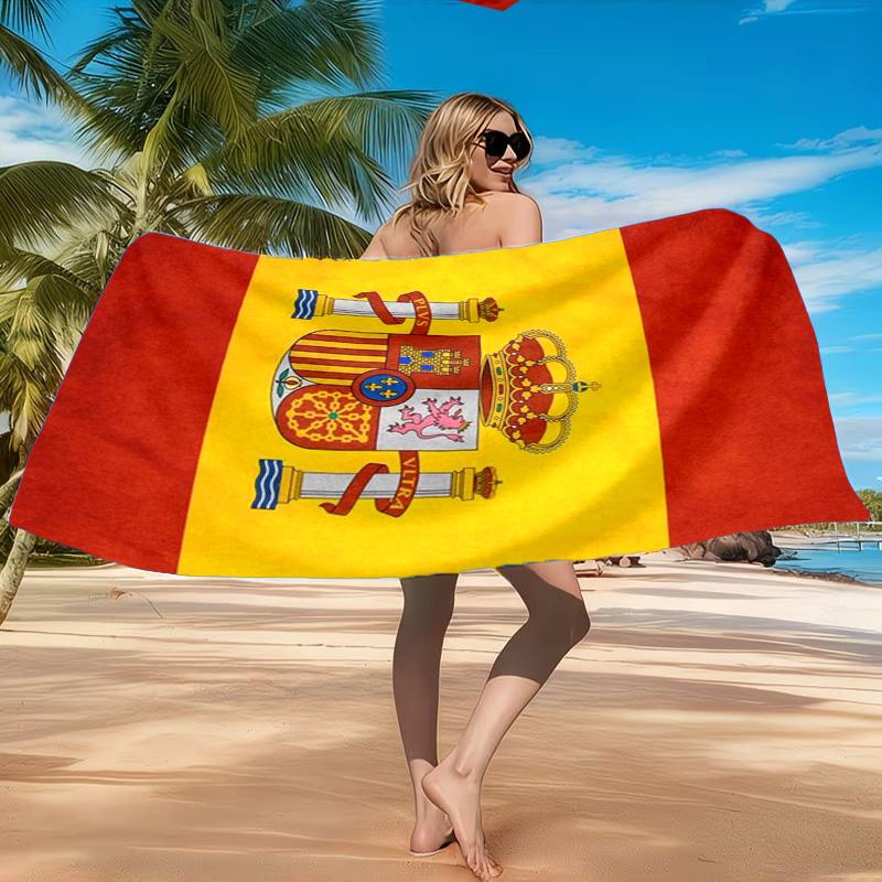 Asciugamano da Spiaggia in Microfibra Stampato con Emblema Nazionale Spagnolo, Morbido e Assorbente, Asciugatura Rapida, Ideale per Viaggi Estivi, Essenziale per la Spiaggia, Piscina
