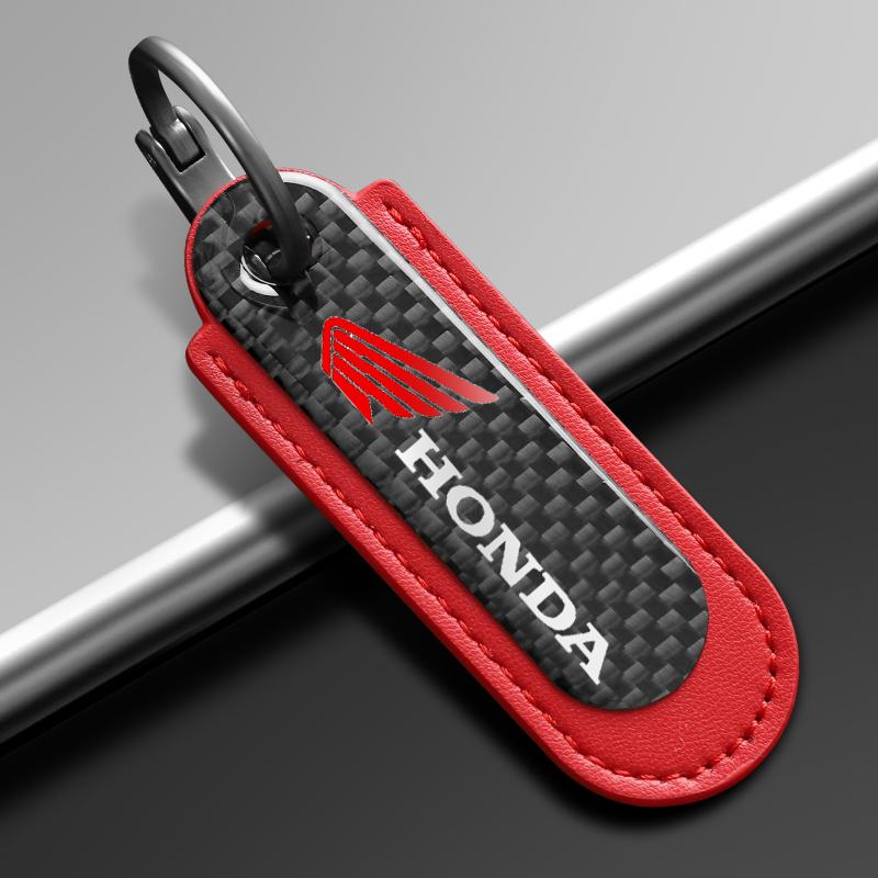 AAAKT1 Carbon Fiber Texture Leather Motorcycle Key Chain Ring Keyring For Honda CB400CB650FCBF CBR25ORR CRF SH3O0 NC75O HONDA Accessory