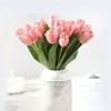 6-Piece Set of Artificial Mini Tulips with Realistic Pollen-Pink Single-Touch Tulips, Ideal for Indoor Decor and Table Arrangeme