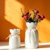Elegant Ceramic Vase INS Bowknot Design Decorative Bottles Hydroponic Plants Nordic Style White Flower Vase