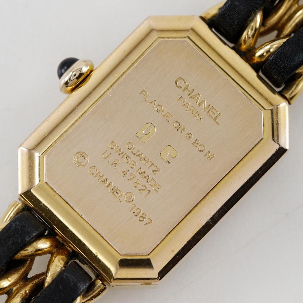 Chanel Premiere L Watches H0001 blackDial Plated Gold/leather Quartz Analog Display Women Used