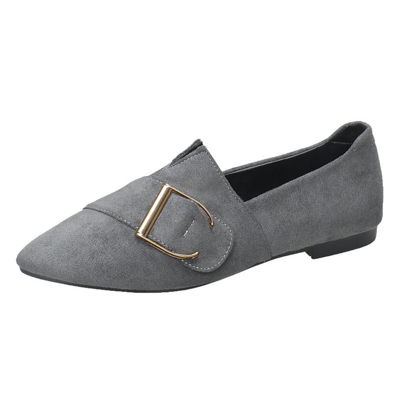Spring and Autumn Footwear Plus Size Pointed Shoes Joker Flat-bottomed Soft Leather Women's Shoes