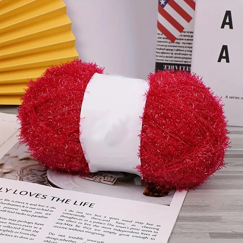 4 Stück buntes Polyester-Wimperngarn-Set - Flauschiges Bastelgarn zum Häkeln, DIY-Handstrickzubehör, Großpackung 400g