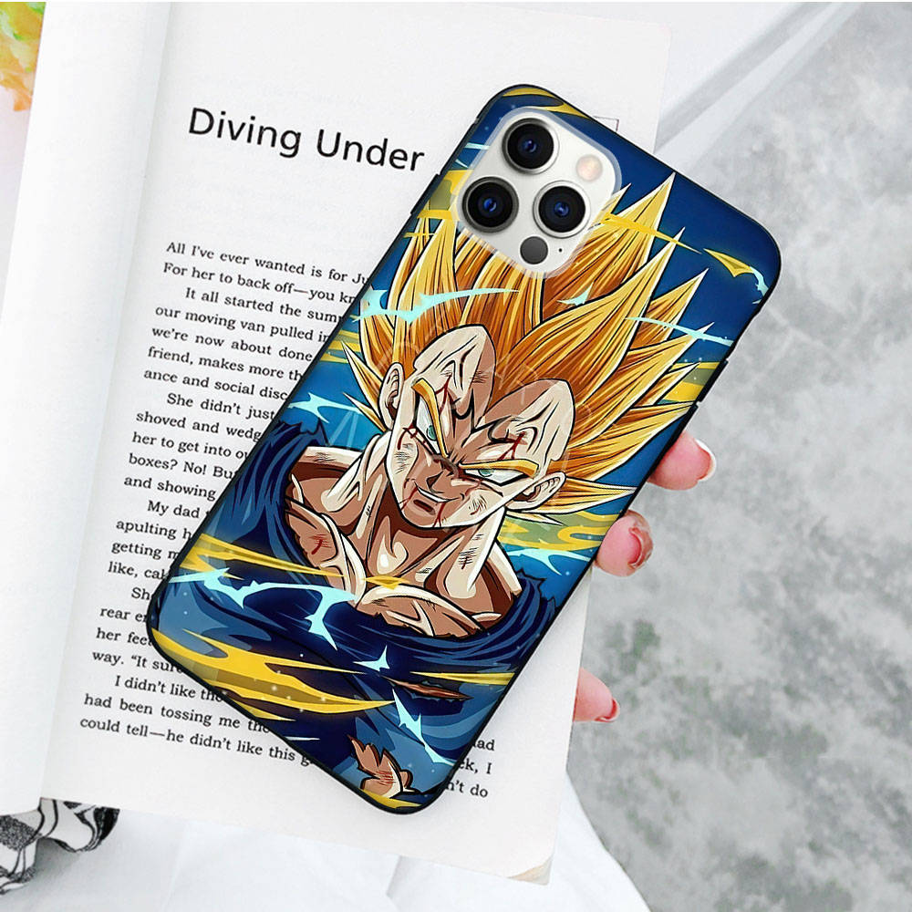 JW64 Dragon Ball Vegeta Black Soft Case für iPhone 16 15 Plus 14 13 Pro 8 SE XR XS Max P30 Nova 5T Y5P Y6 Y7 Y8P Y9 Realme C30 C33 C31 VIVO Y36 V27