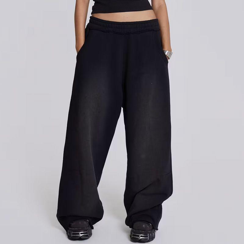 

Jaded Summer New 25ss Fashion Trendy Street Black Sweatpants Men and Women Neutral Wide Leg Pants Black S