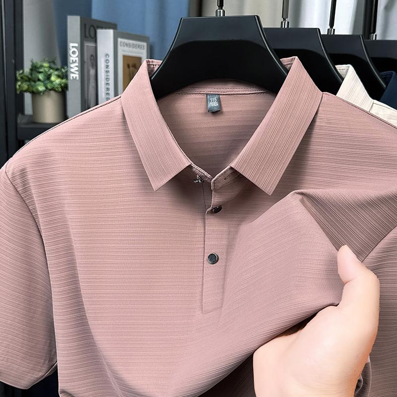 Premium Quality Men's Polo Shirt Lapel T-Shirt Summer New Fashion No Trace Short Sleeve Business Leisure Office Commute Menswear
