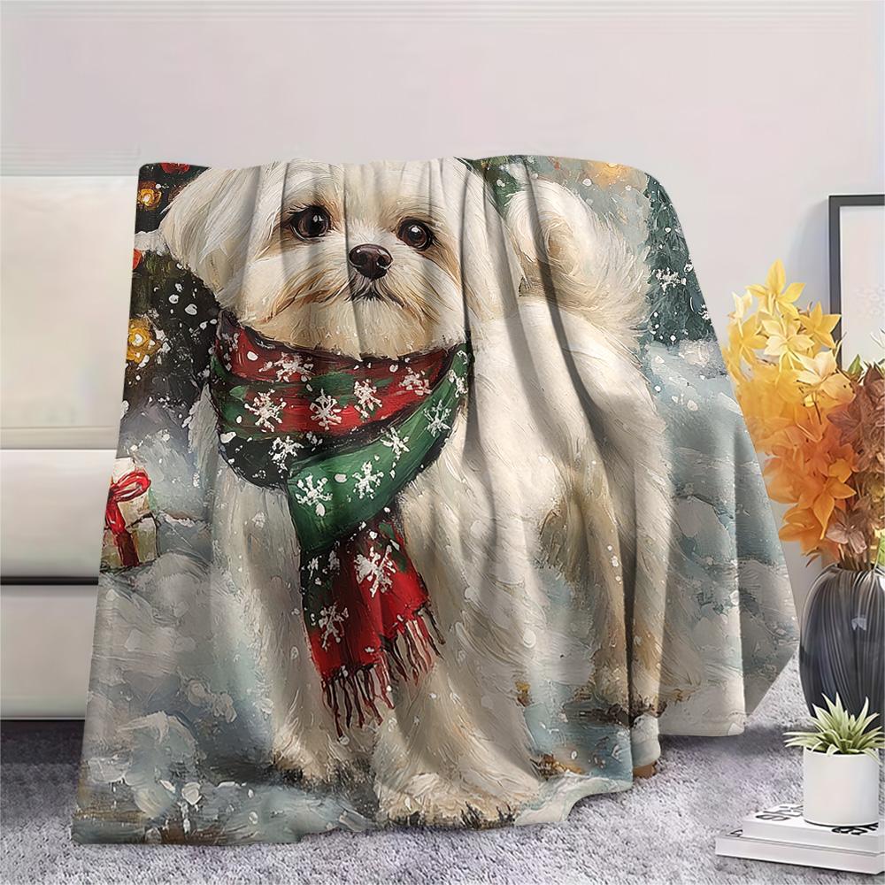 Shih Tzu Print Flannel Blanket, High quality Comfortable for All Seasons, Home Decor, Warmth and Comfort, Perfect for Christmas Gifts