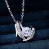 Elegant Heart Shaped Pendant Necklace for Women Brilliant Round Stone Center Design Dainty Romantic Everyday Party Jewelry Gift for Her