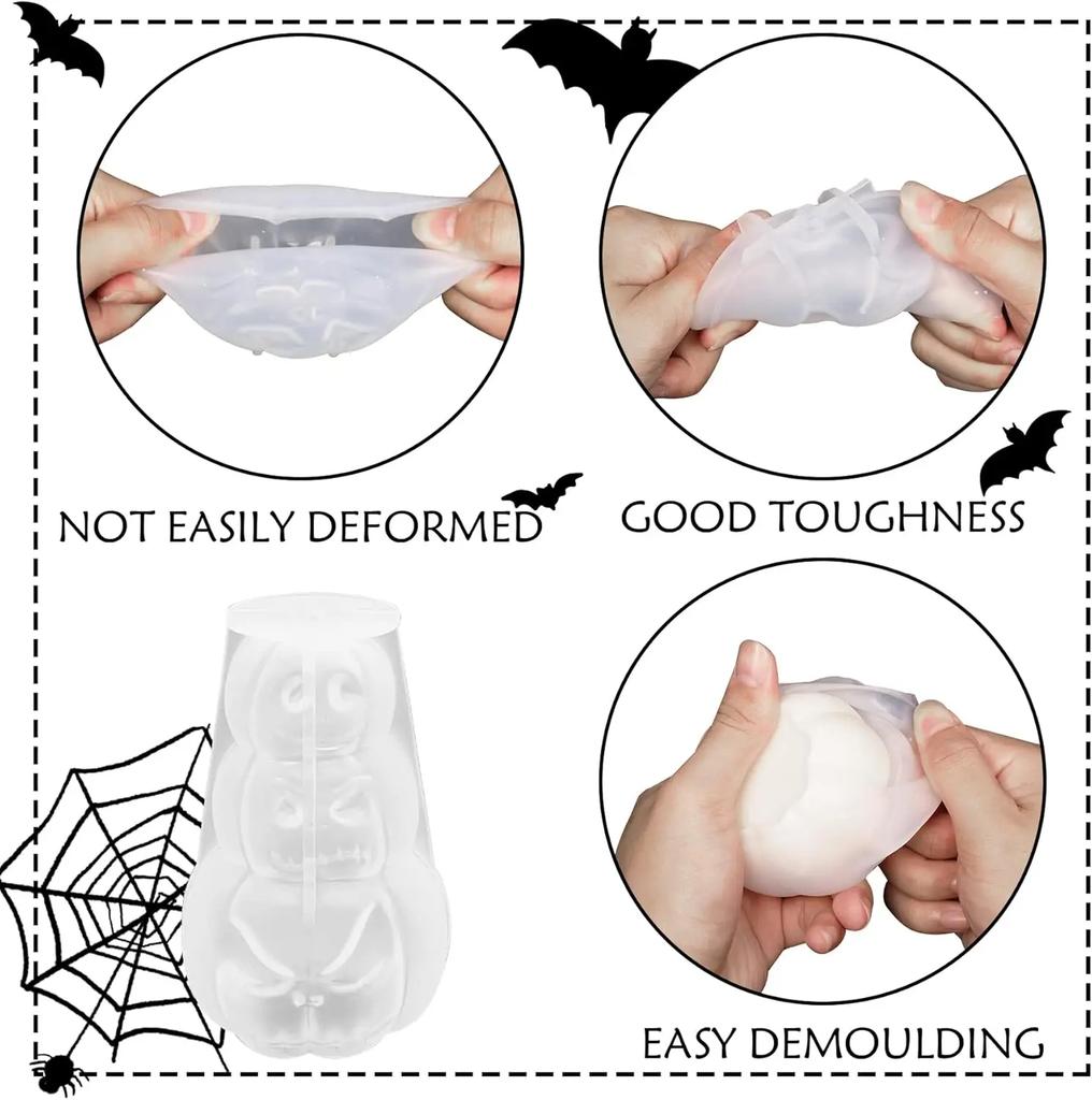 Halloween Silicone DIY Pumpkin Candle Mold 3D Pumpkin Candle Holder Mold Pumpkin Shaped Candle Mold for Party Decorations