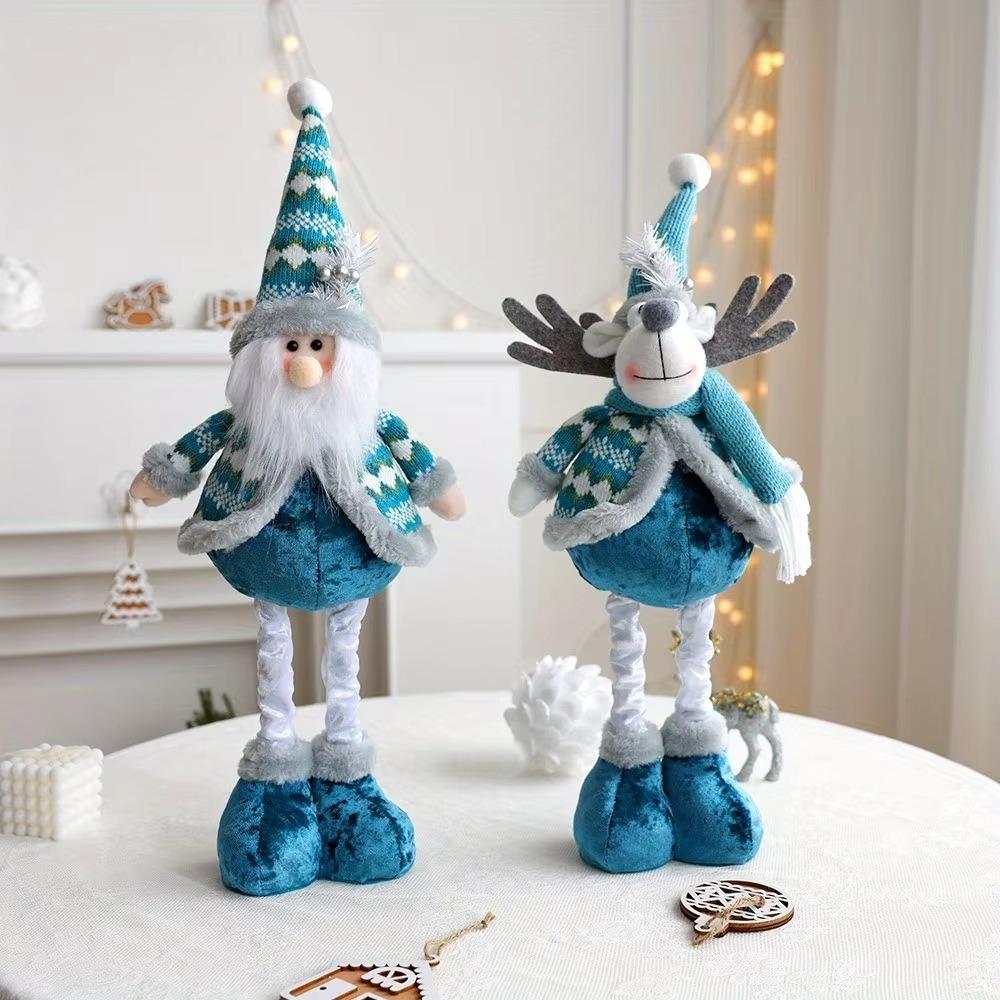 Window Scene Christmas Decoration Telescopic Doll New Blue Christmas Snowman Xmas Ornament