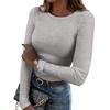 2024 Women's Long-Sleeve Ribbed Crew Neck Slim-Fit T-Shirt