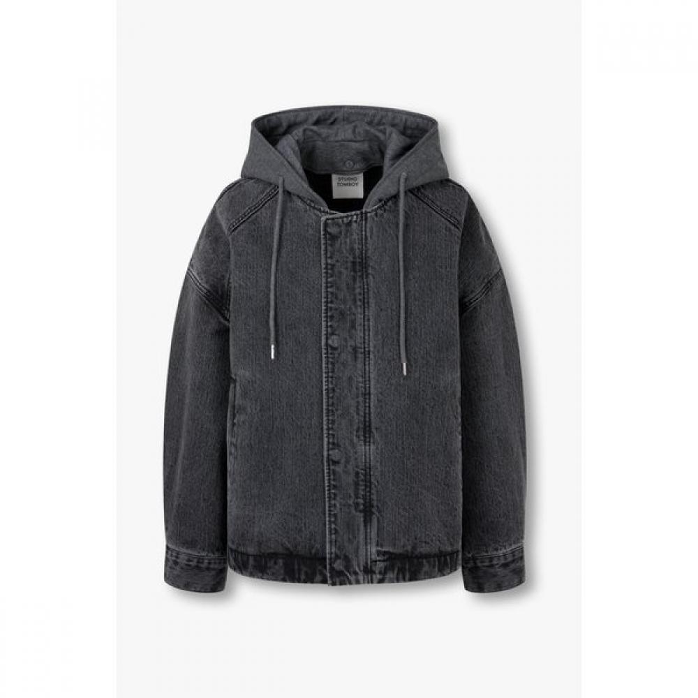 STUDIO TOMBOY Джинсовый джемпер со съемным капюшоном Модель 9176113971 dark gray/OS