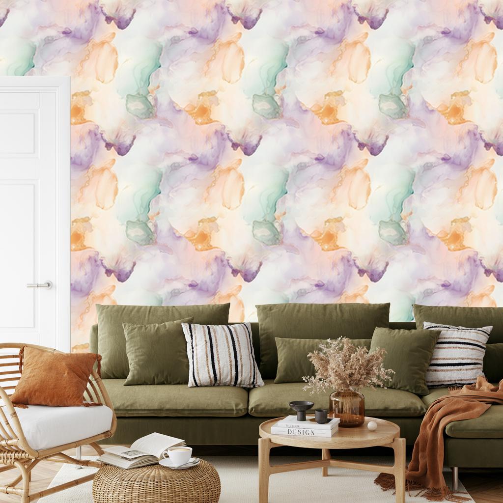 Ink Wallpaper Light Gray, Cream, and White for Living Room and Bedroom 50x1000