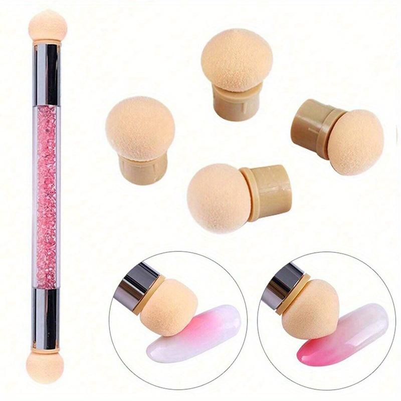 Doppelendiger Farbverlauf-Schattierstift Punktierpinsel Schwammkopf Strassgriff Nailart-Pinsel Nailart-Malerei Maniküre-Werkzeuge