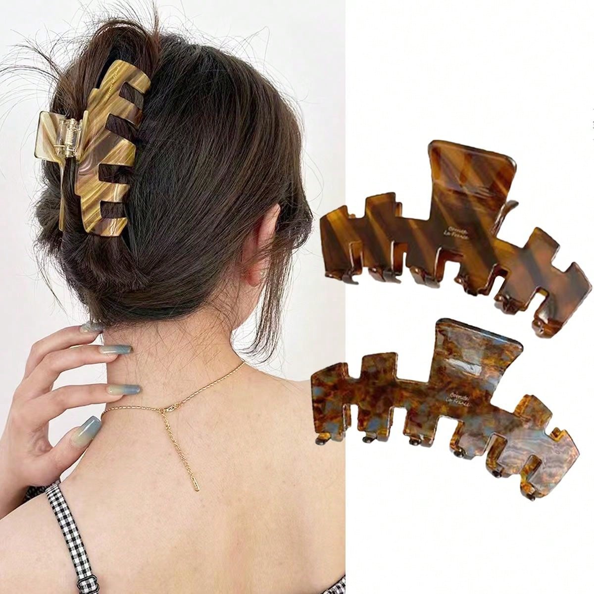 

1pc fashionable and high-end acetic acid clip, large hair clip, back of the head, coiled hair, shark clip